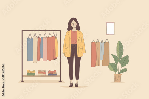 Stylish model in a clothing boutique