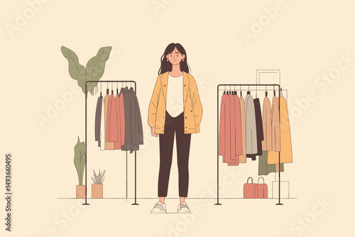 Stylish model in a clothing boutique