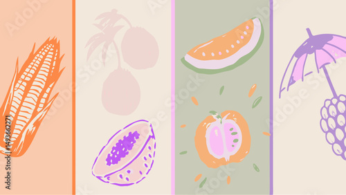 Tropical harvest festival celebrating the season s vibrant bounty of corn coconuts and melons with