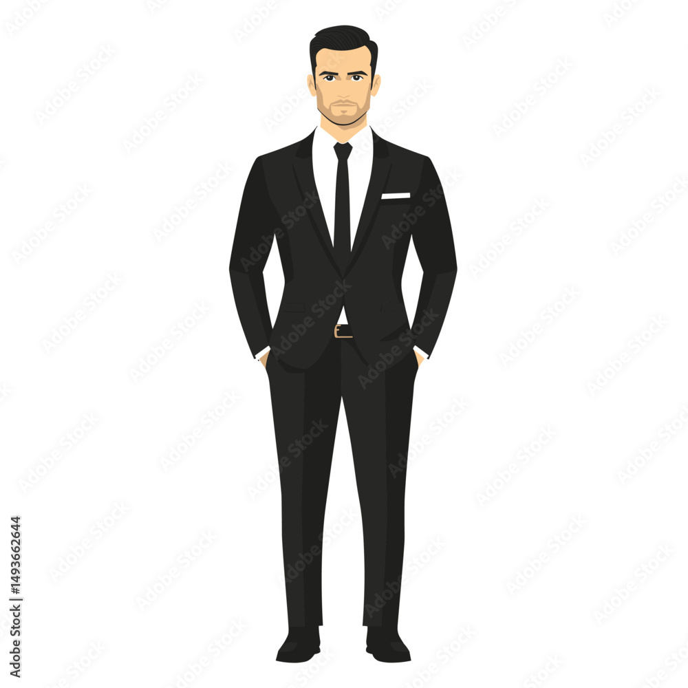 Stylish man in a suit with hands in pockets Stylish man in a suit with hands in pockets
