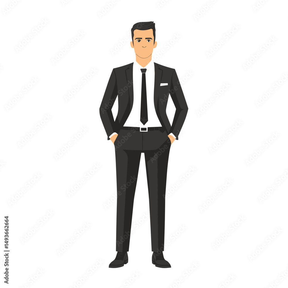 Stylish man in a suit with hands in pockets Stylish man in a suit with hands in pockets