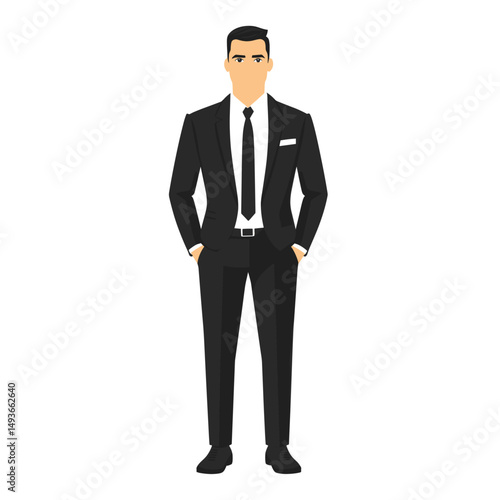Stylish man in a suit with hands in pockets