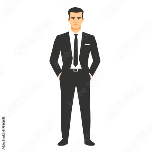 Stylish man in a suit with hands in pockets