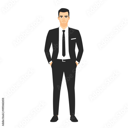 Stylish man in a suit with hands in pockets