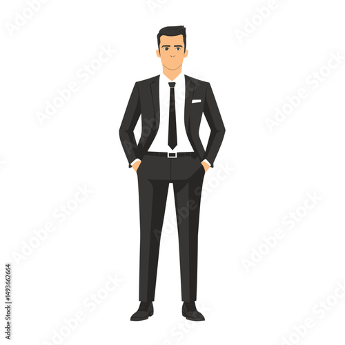 Stylish man in a suit with hands in pockets
