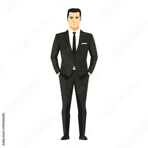 Stylish man in a suit with hands in pockets