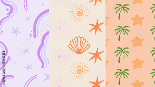 Summer dreams seamless pattern designs evokes carefree joy using pastel colors and hand drawn style
