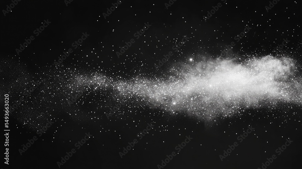 Obraz premium Cosmic galaxy of white particles and stars on black background close up