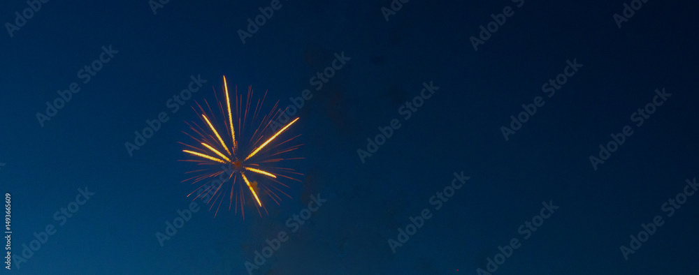 Fototapeta premium One firework in blue night sky,banner.