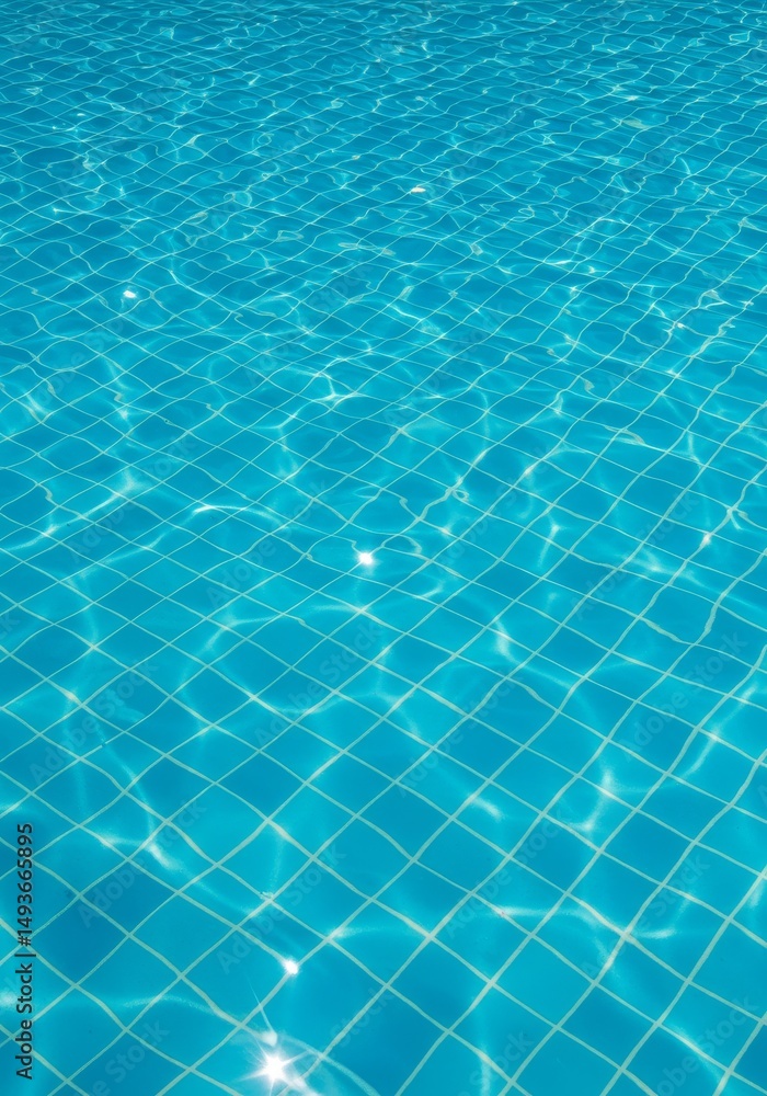 Obraz premium Sparkling Blue Pool Water Texture - Close-up of a swimming pool's surface, showing clear blue water with gentle ripples reflecting sunlight