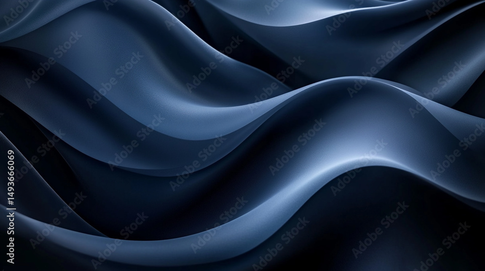 Fototapeta premium Abstract dark blue waves smooth elegant background texture design illustration art.
