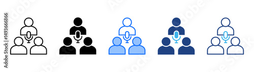 Podcast Icon Set With Multiple Style Collection 