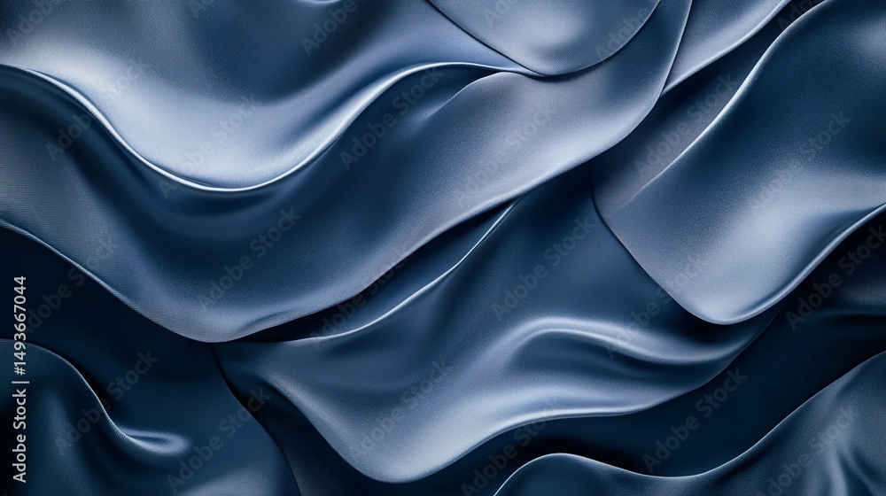 Abstract blue silk drapery elegant smooth waves background texture soft flow dark. Abstract blue silk drapery elegant smooth waves background texture soft flow dark.