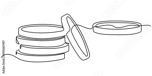 Single continuous line drawing the stacks of coins of varying heights. Gold coin money. Concept of finance, business, and banking. Coin Week. One line design vector illustration. Minimalist vector art