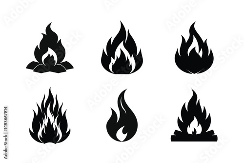 Fire Silhouette Vector Bundle – High-Quality Flame Illustrations for Designers


