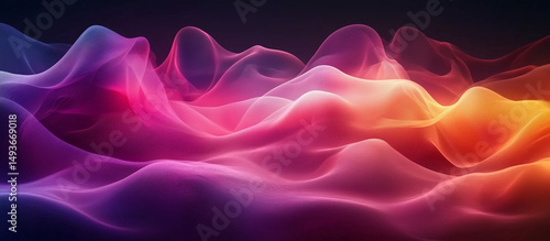 Cover Design of a purple and magenta abstract wave background with swirling shapes and soft neon light effects.