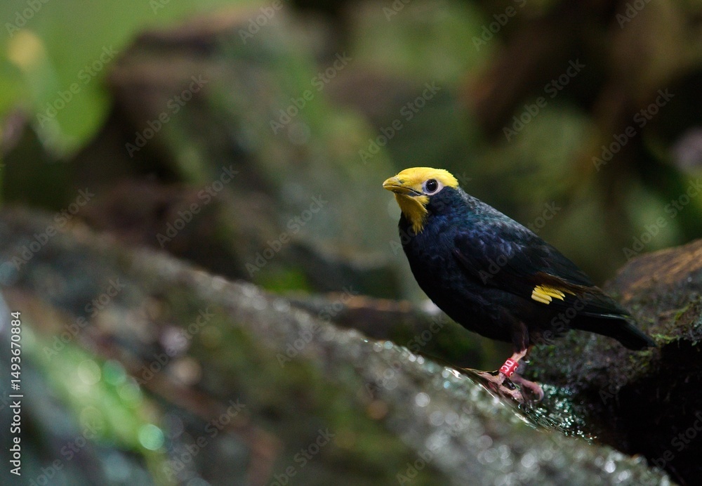 Obraz premium golden-crested myna