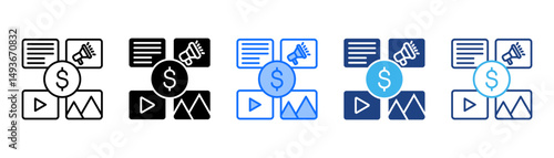 Media Mix Icon Set With Multiple Style Collection 