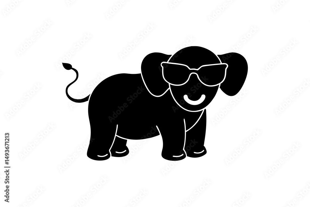 Fototapeta premium black and white cartoon illustration of elephant