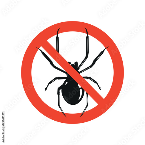 Caution sign warning about spider. Red circle sign with dangerous
Danger alert sign Vector against white background.