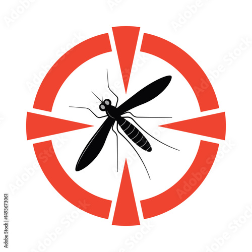 Caution sign warning about mosquitos. Red circle sign with dangerous
Danger alert sign Vector against white background.
