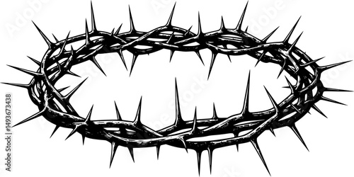 black crown of thorns line art silhouette vector illustration
