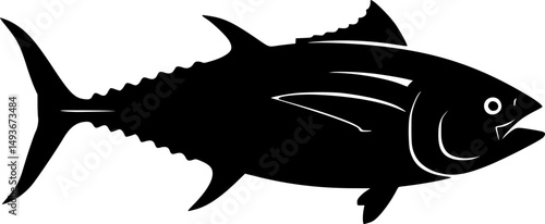 tuna fish line art silhouette vector illustration
