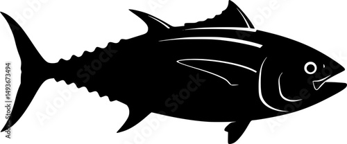 tuna fish line art silhouette vector illustration
