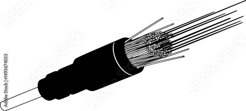fiber optical cable line art silhouette vector illustration
