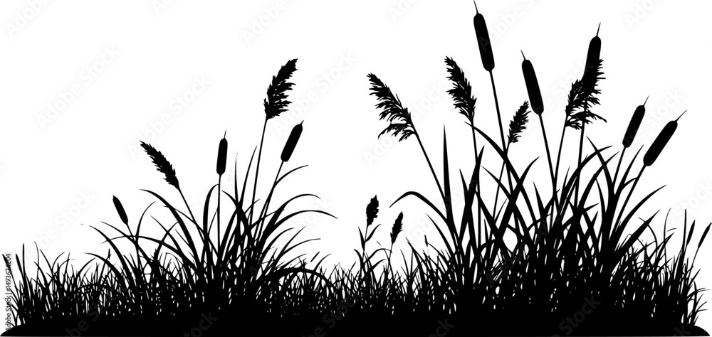 Fototapeta premium grass line art silhouette vector illustration 
