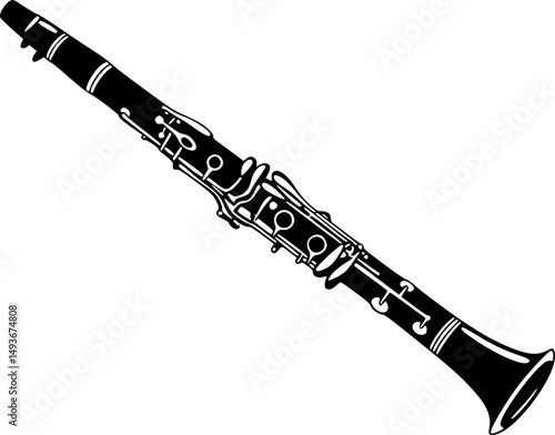 clarinet line art silhouette vector illustration
