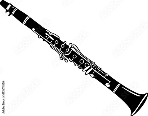 clarinet line art silhouette vector illustration
