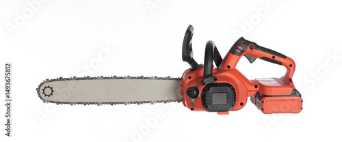 Tableau sur toile new cordless electric saw for wood isolated on white background