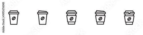 Coffee line icon set. Beans bag, roasting, turkish cezve, drip pods, percolator, chorreador, filters, capsules, espresso vector illustrations, coffee beans. Simple outline signs for cafe menu