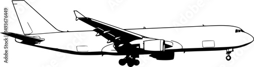 cargo plane line art silhouette vector illustration
