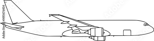 cargo plane line art silhouette vector illustration
