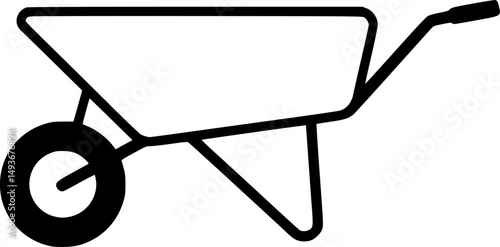 wheel barrow line art silhouette vector illustration
