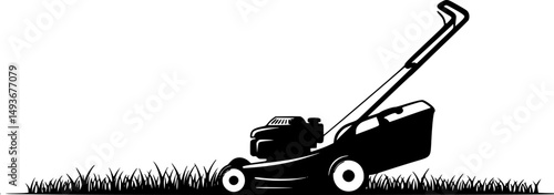 mow the grass line art silhouette vector illustration
