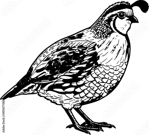 northern bobwhite line art silhouette vector illustration
