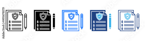 Insurance Policy Icon Set With Multiple Style Collection 