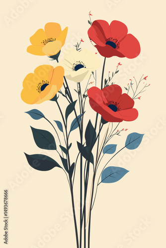 Wallpaper Mural Colorful floral bouquet illustration Torontodigital.ca