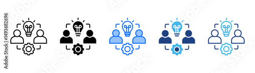 Teamwork Icon Set With Multiple Style Collection 