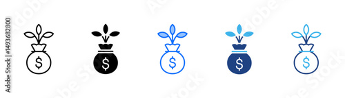 Growth Icon Set With Multiple Style Collection 