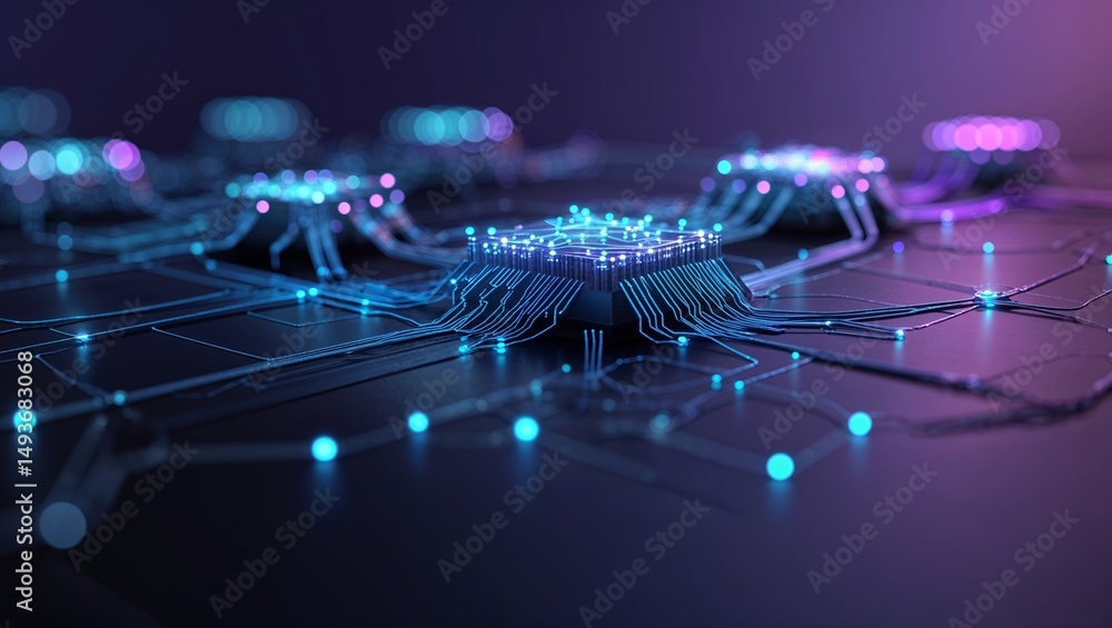 Obraz premium Exploration of advanced circuit technology in a futuristic digital environment