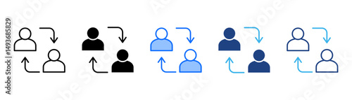 Peer To Peer Icon Set With Multiple Style Collection 