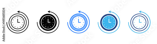 History Icon Set With Multiple Style Collection 