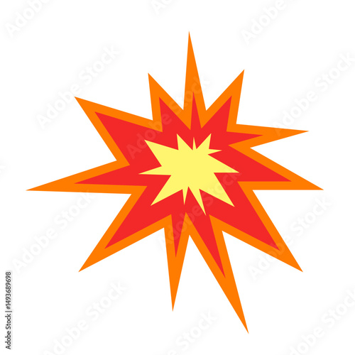 Comic Style Explosion Vector Illustration. This vibrant vector illustration features a dynamic comic style explosion with layered starburst shapes.