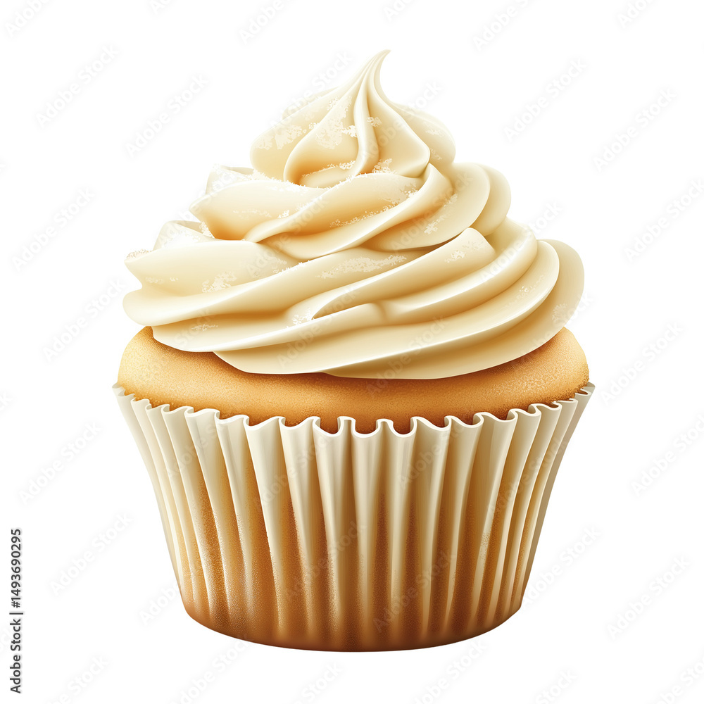 Yummy vanilla cupcake with icing. PNG image, transparent background Yummy vanilla cupcake with icing. PNG image, transparent background