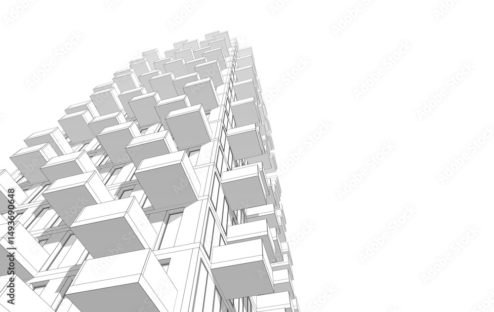 Fototapeta premium Modern architectural building 3d illustration