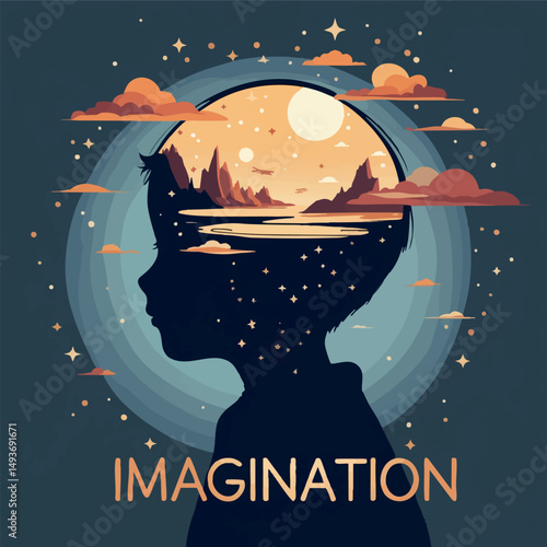 Imagination vector. Abstract vision of fantasy and mind.